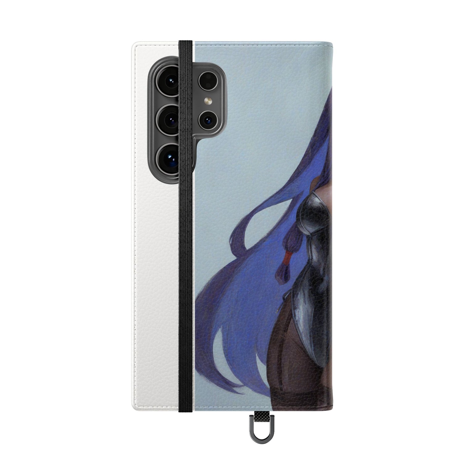 Anime Bunny Girl Flip Case - Purple Long-Haired Character Phone Wallet