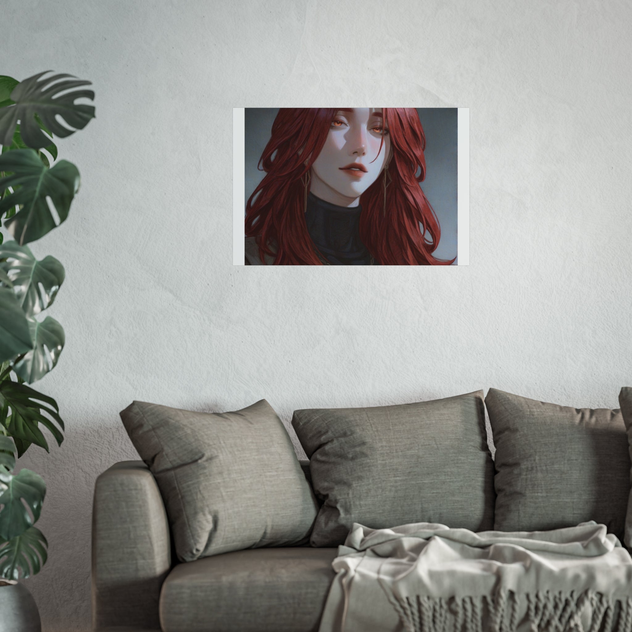 Fine Art Poster — Red-Haired Gothic Portrait, Moody Decorative Wall Art