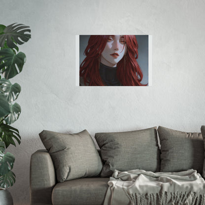 Fine Art Poster — Red-Haired Gothic Portrait, Moody Decorative Wall Art