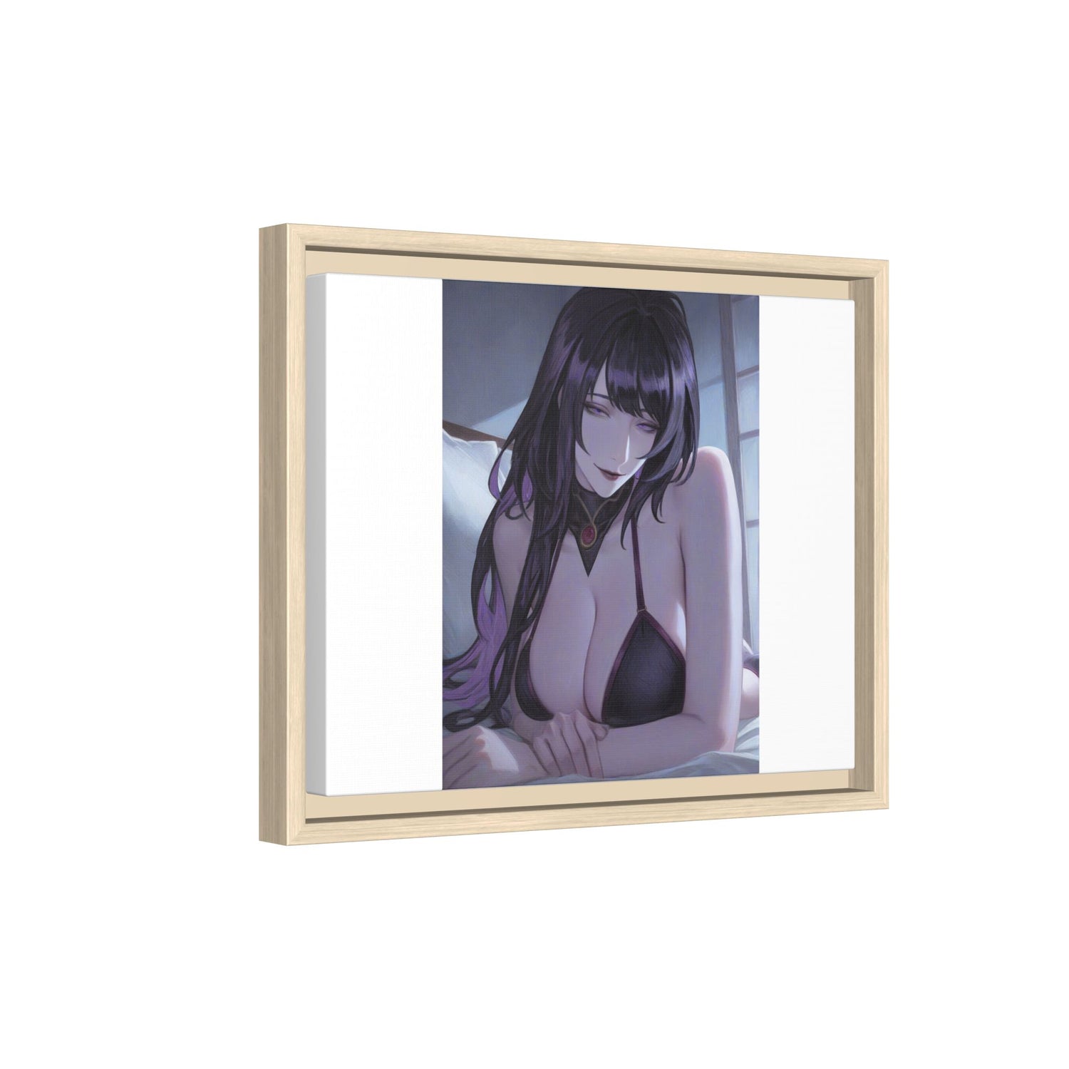 Framed Matte Canvas Print — Moody Anime Woman Portrait