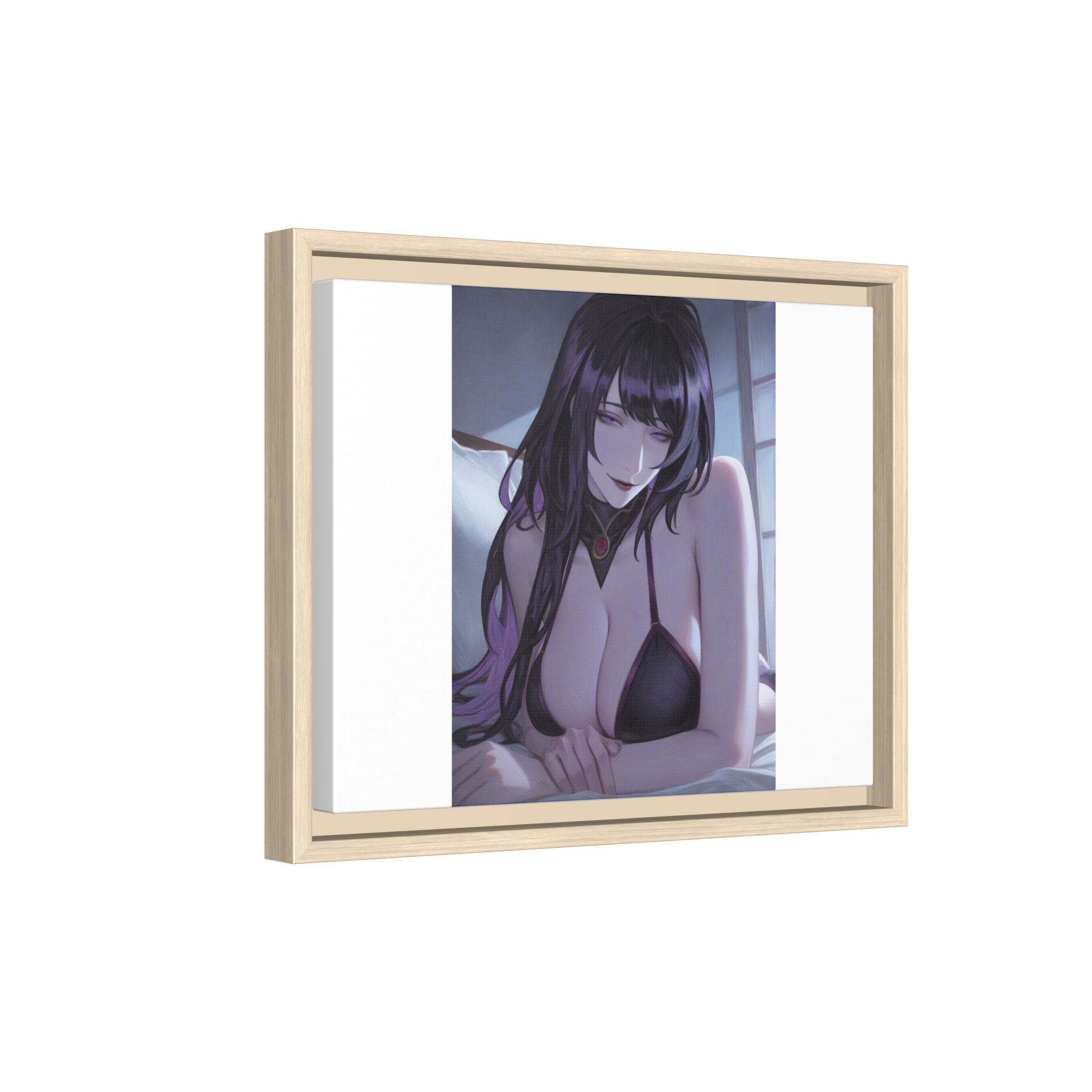 Framed Matte Canvas Print — Moody Anime Woman Portrait