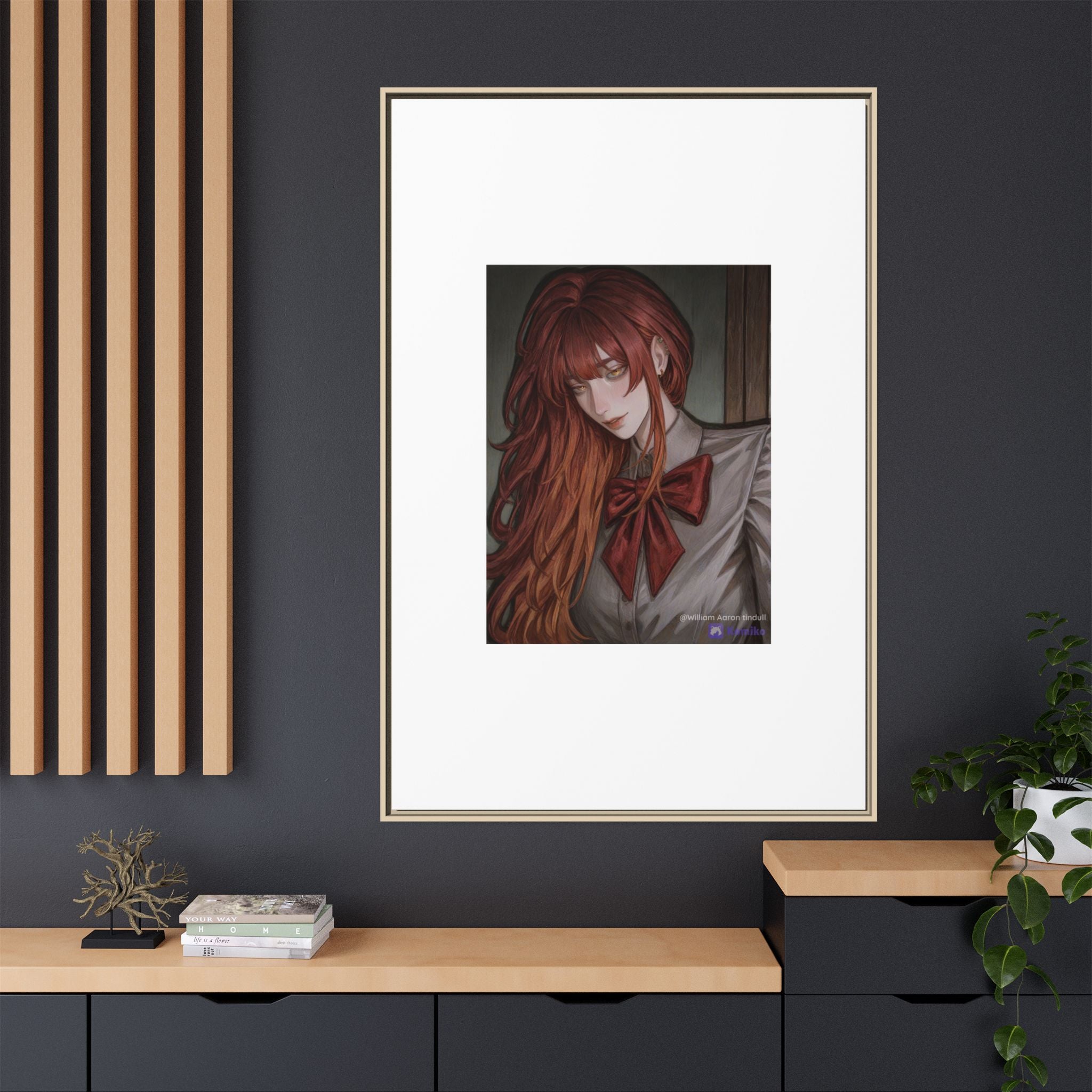 Framed Matte Canvas Print — Gothic Redhead Portrait
