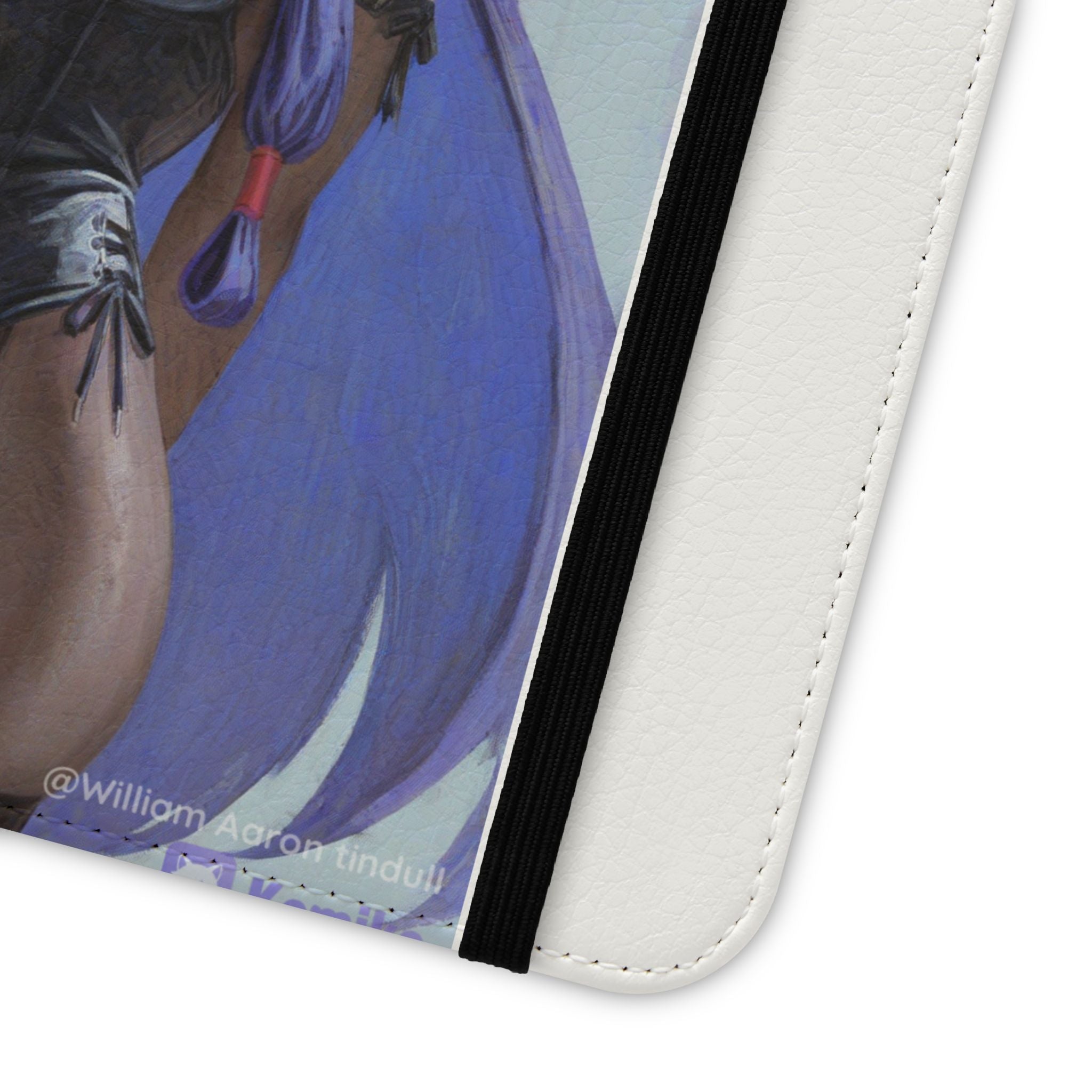 Anime Bunny Girl Flip Case - Purple Long-Haired Character Phone Wallet