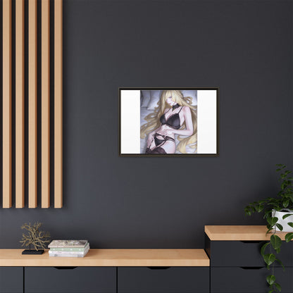 Framed Matte Canvas Print — Sleepy Blonde Anime Pinup