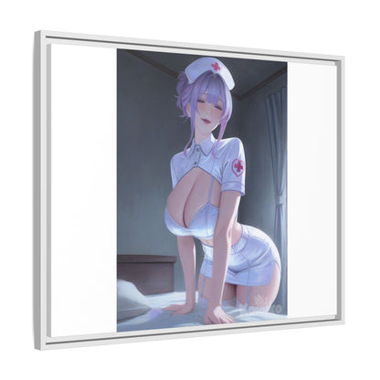 Sexy Anime Nurse Matte Canvas Print (Framed)