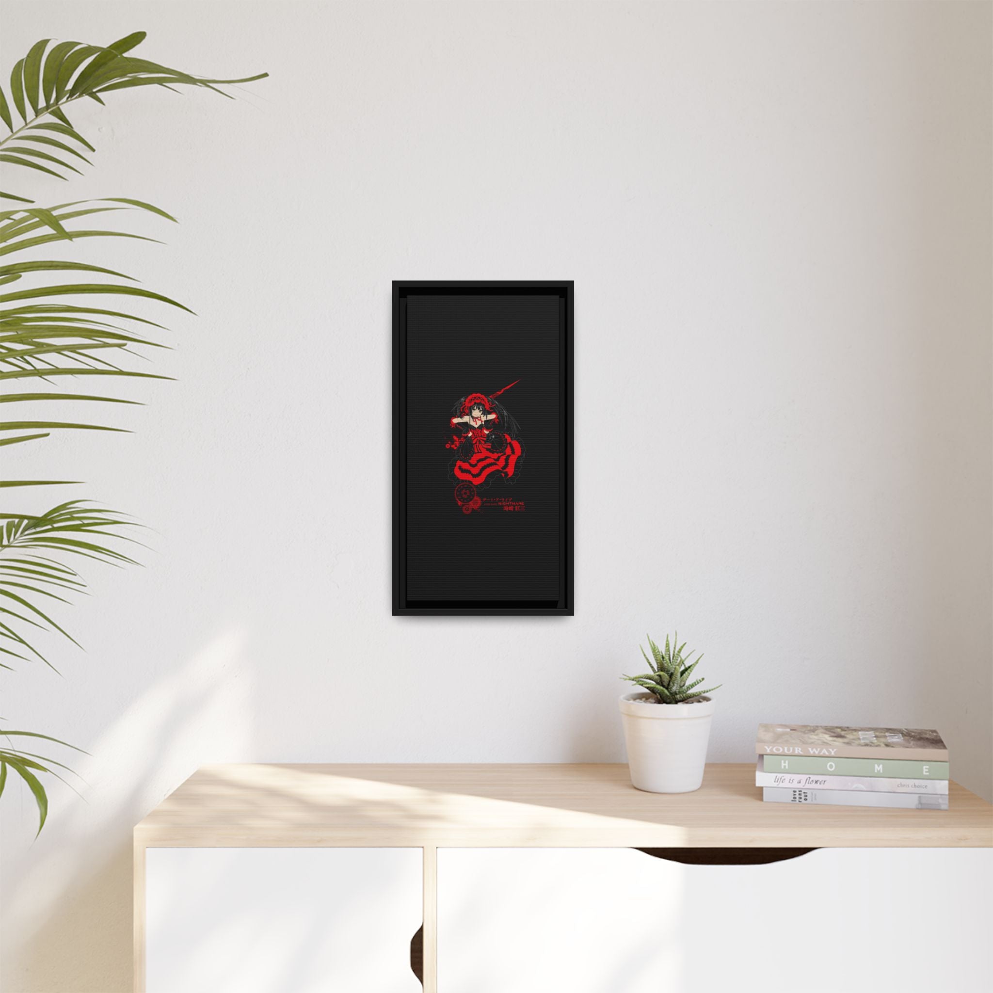 Anime Warrior Red Black Matte Canvas Print — Framed Wall Art