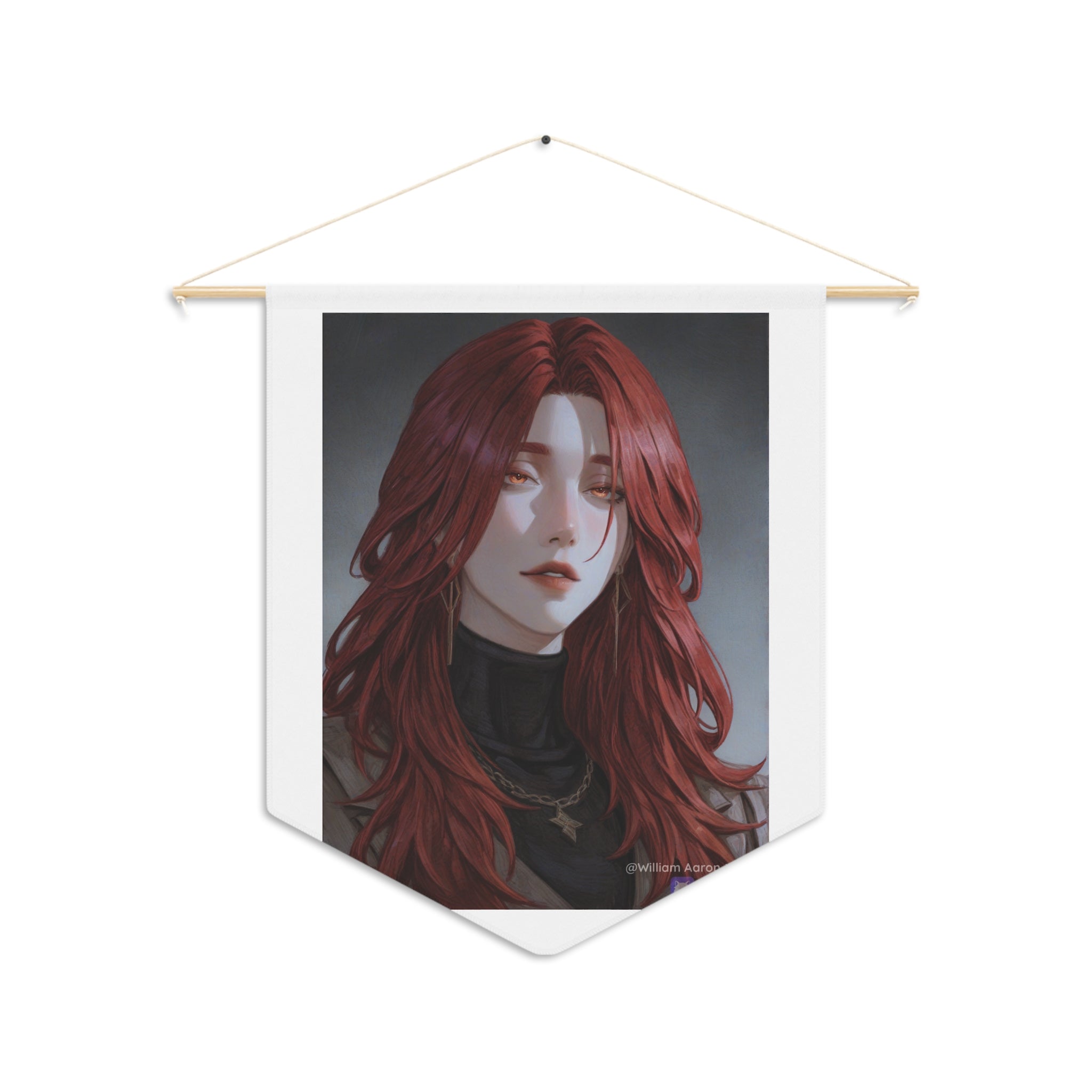 Red-Haired Portrait Pennant — Moody Gothic Wall Banner