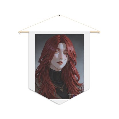 Red-Haired Portrait Pennant — Moody Gothic Wall Banner