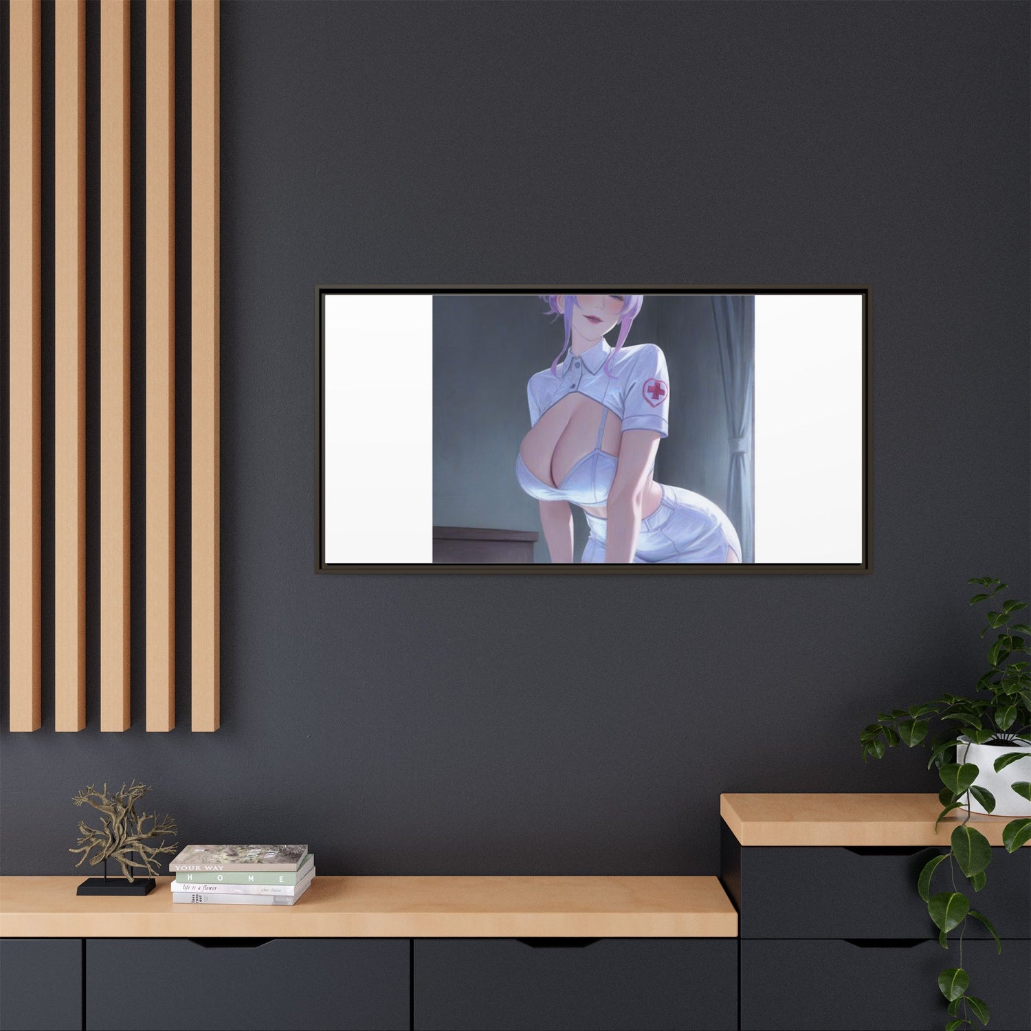 Sexy Anime Nurse Matte Canvas Print (Framed)