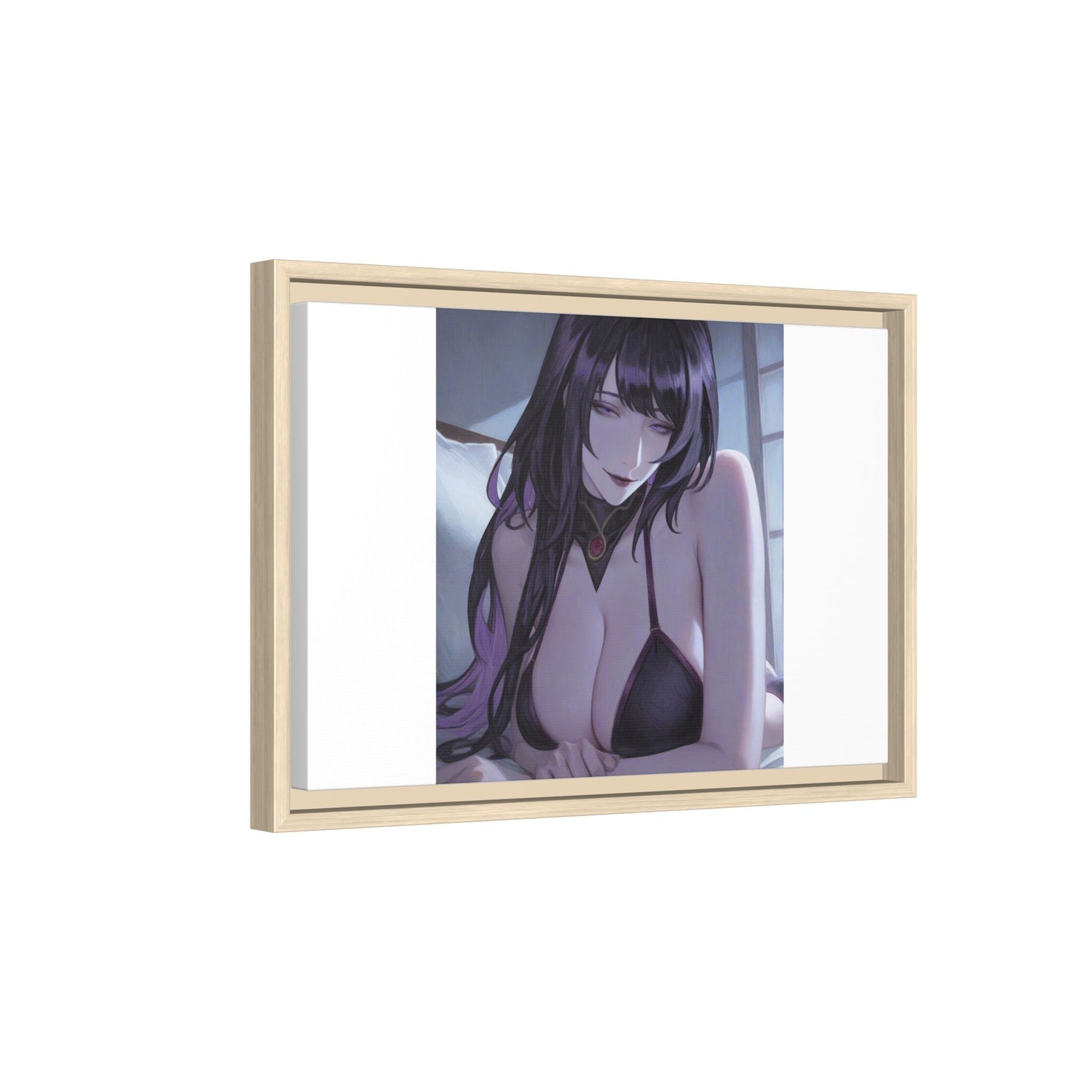Framed Matte Canvas Print — Moody Anime Woman Portrait