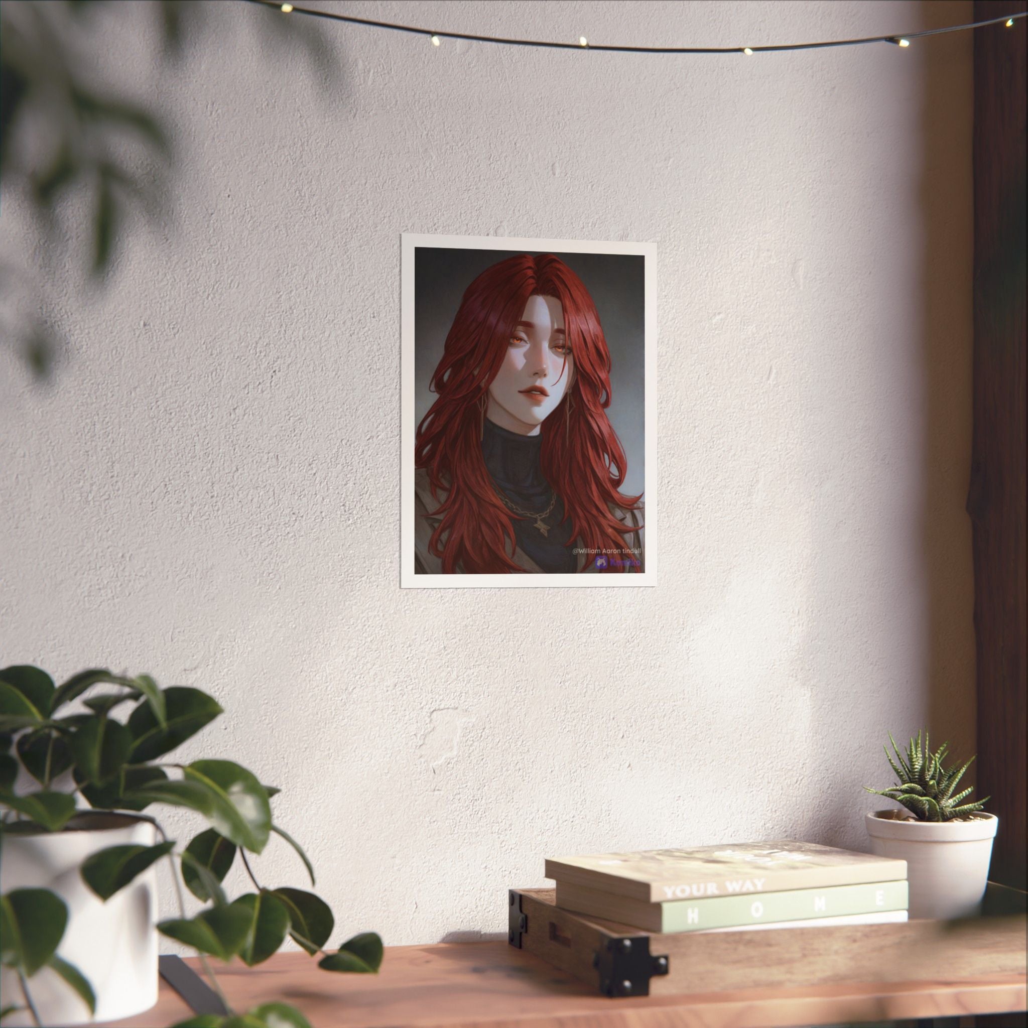 Red-Haired Muse Matte Vertical Poster — Moody Portrait Art Print