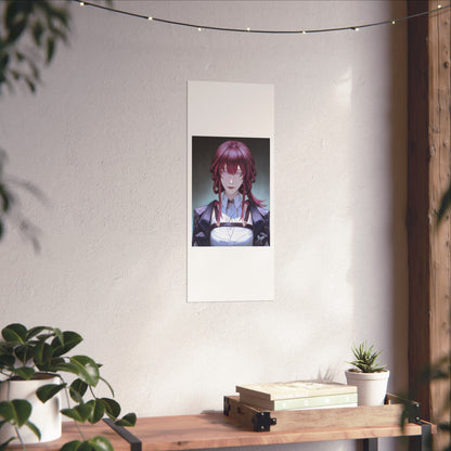 Anime Portrait Poster — Moody Red‑Haired Character Matte Vertical Art Print