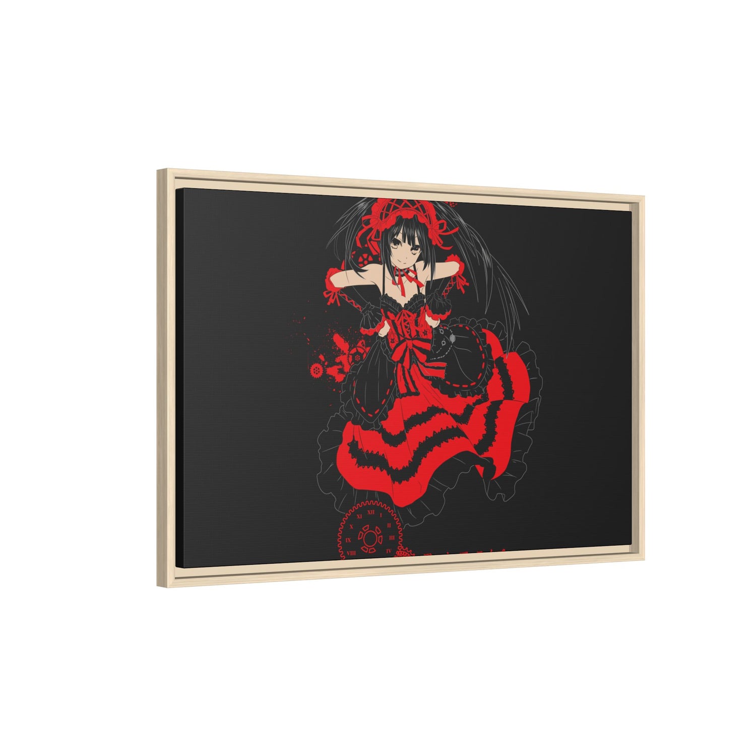 Anime Warrior Red Black Matte Canvas Print — Framed Wall Art