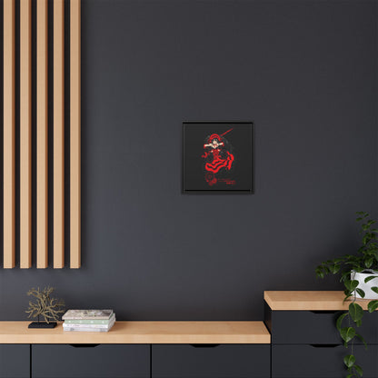 Anime Warrior Red Black Matte Canvas Print — Framed Wall Art