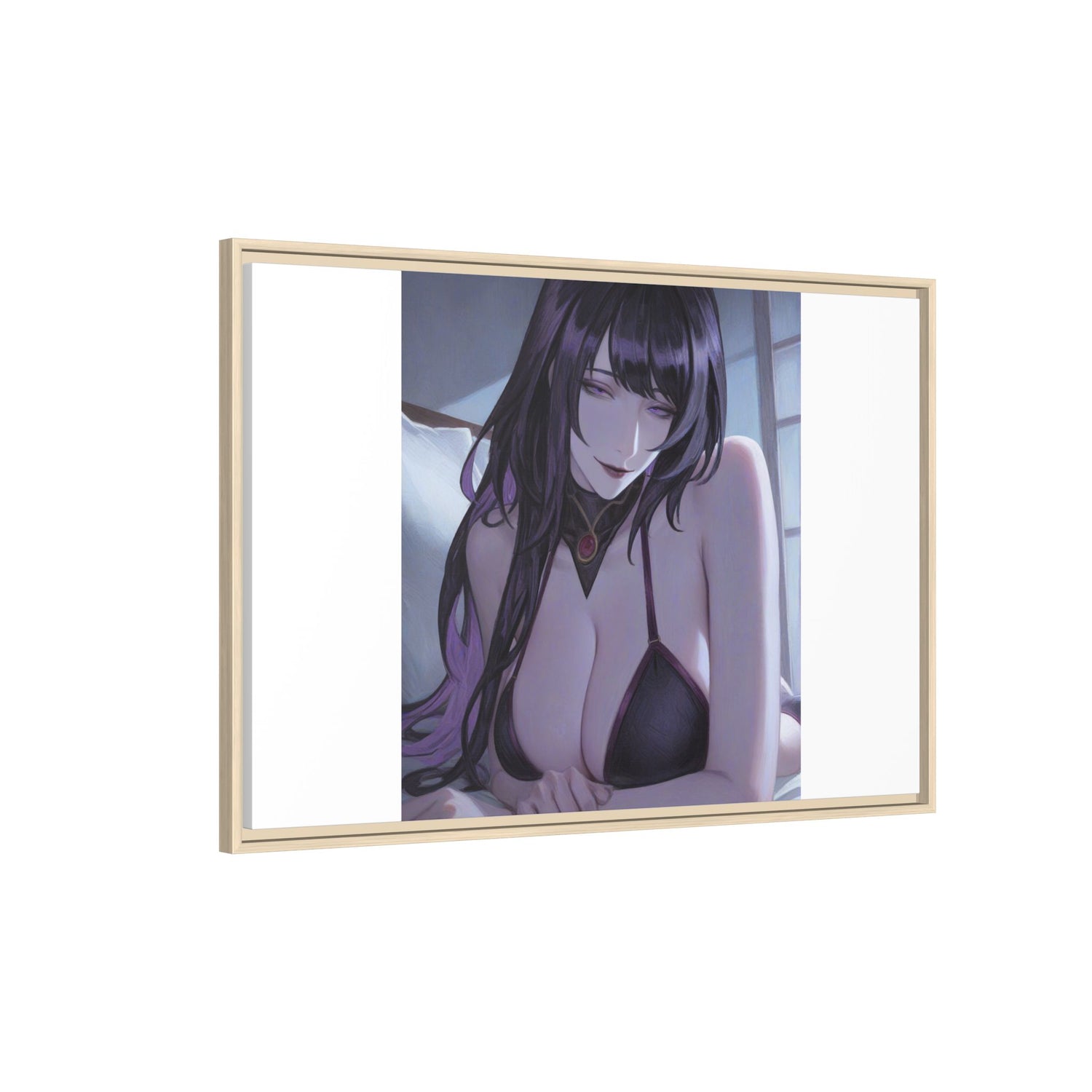 Framed Matte Canvas Print — Moody Anime Woman Portrait