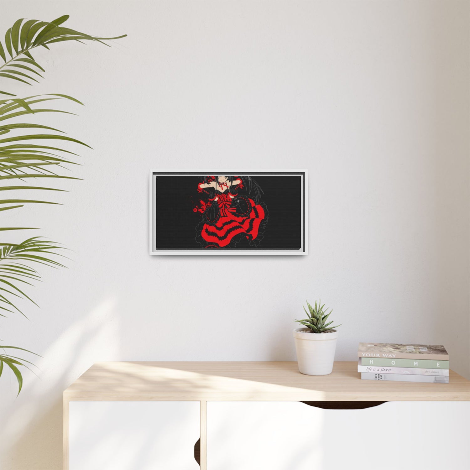 Anime Warrior Red Black Matte Canvas Print — Framed Wall Art