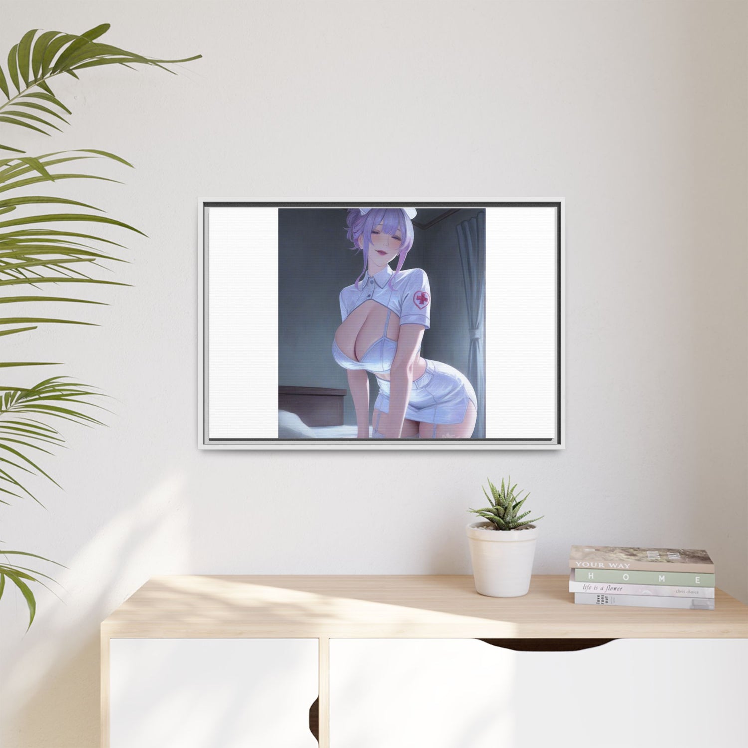 Sexy Anime Nurse Matte Canvas Print (Framed)