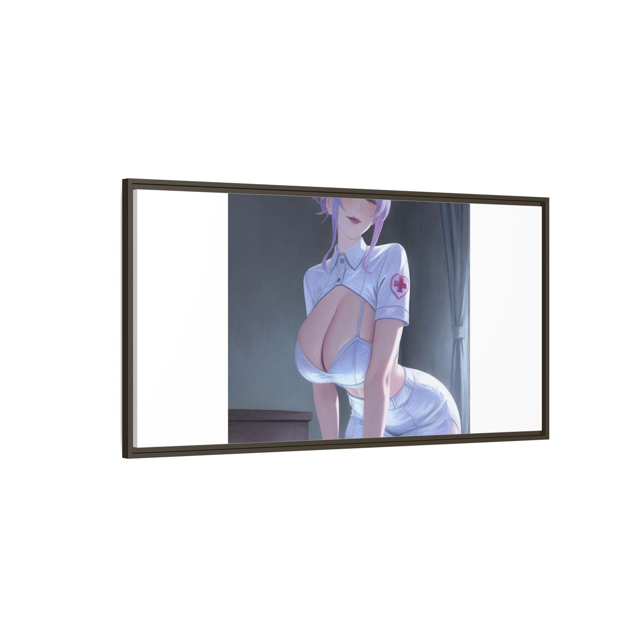 Sexy Anime Nurse Matte Canvas Print (Framed)
