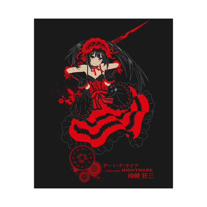 Anime Gothic Poster — Red &amp; Black Kurumi Nightcore Matte Vertical Print