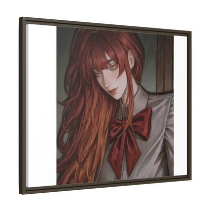 Framed Matte Canvas Print — Moody Red-Headed Anime Girl Art
