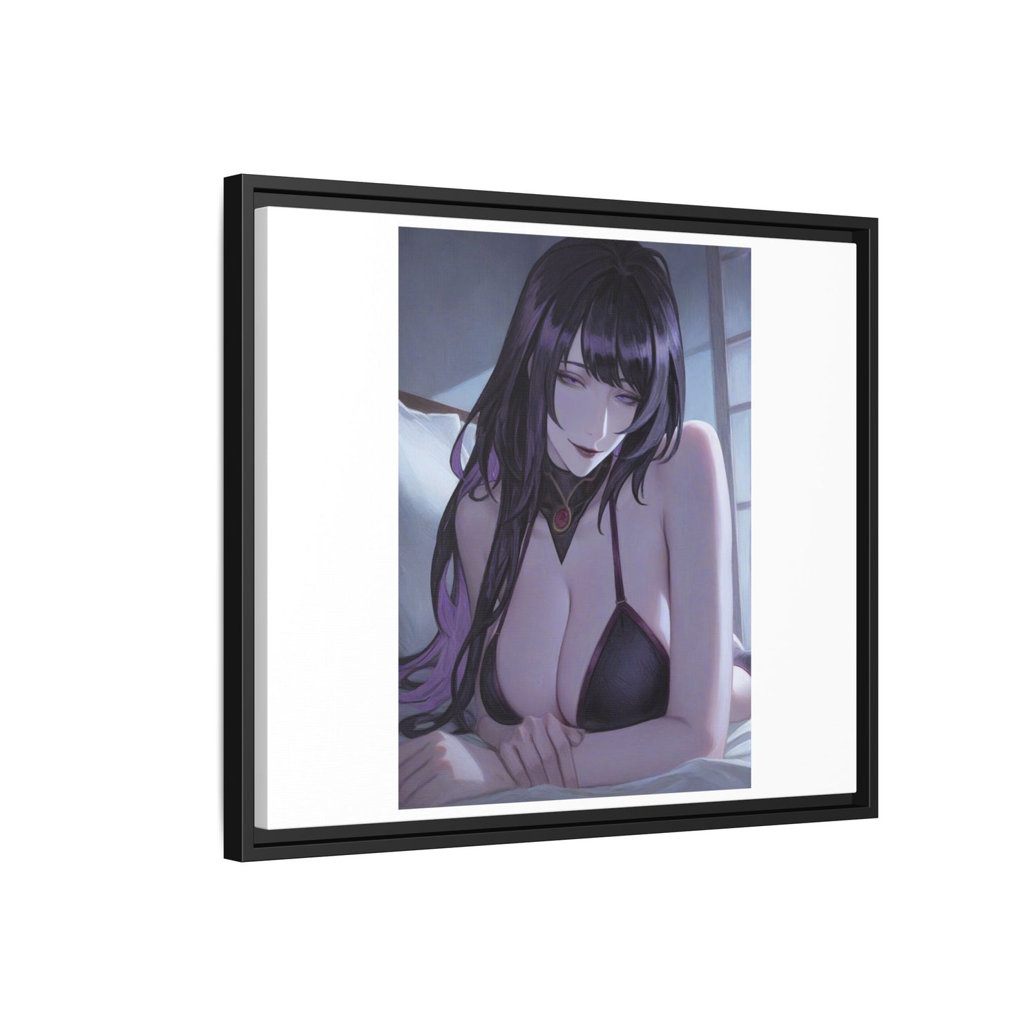 Framed Matte Canvas Print — Moody Anime Woman Portrait