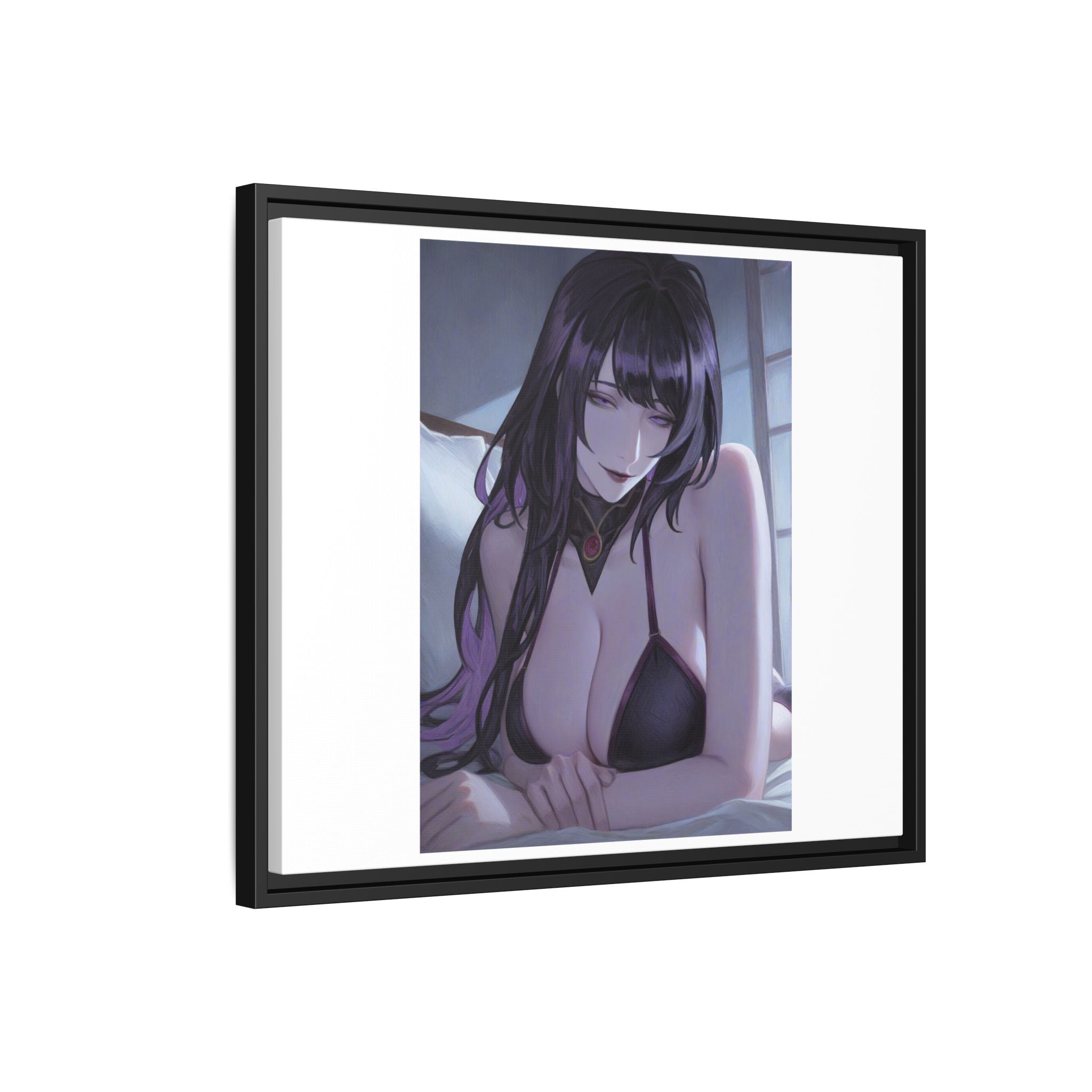 Framed Matte Canvas Print — Moody Anime Woman Portrait