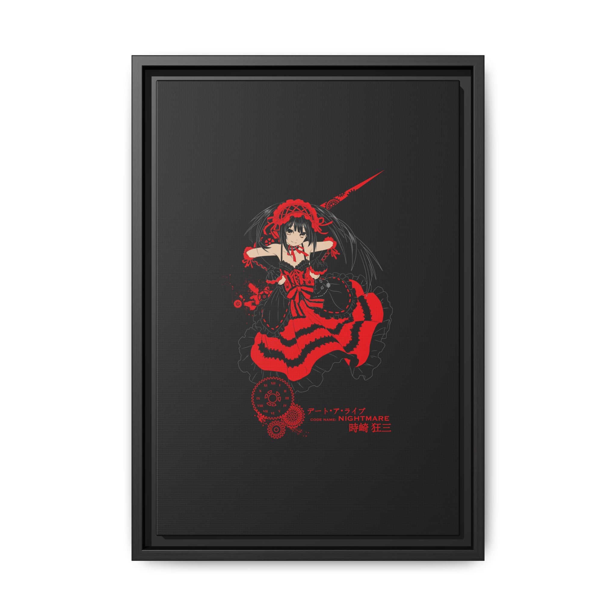 Anime Warrior Red Black Matte Canvas Print — Framed Wall Art