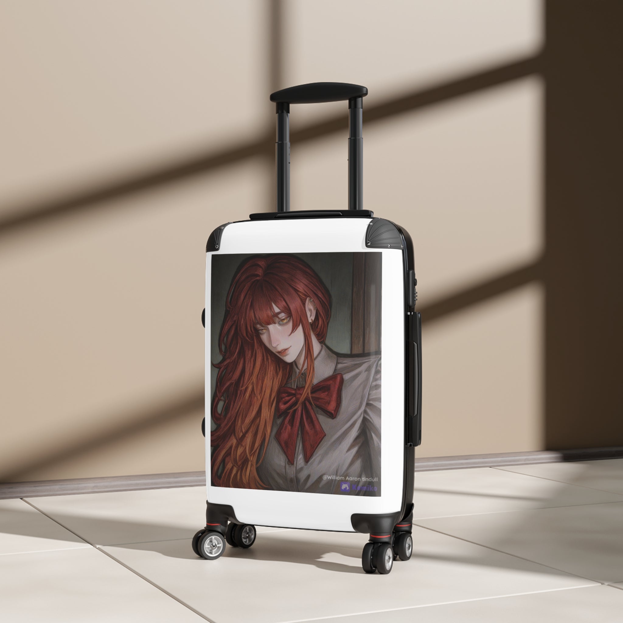 Anime Red-Haired Girl Carry-On Suitcase – School Uniform Portrait Travel Luggage