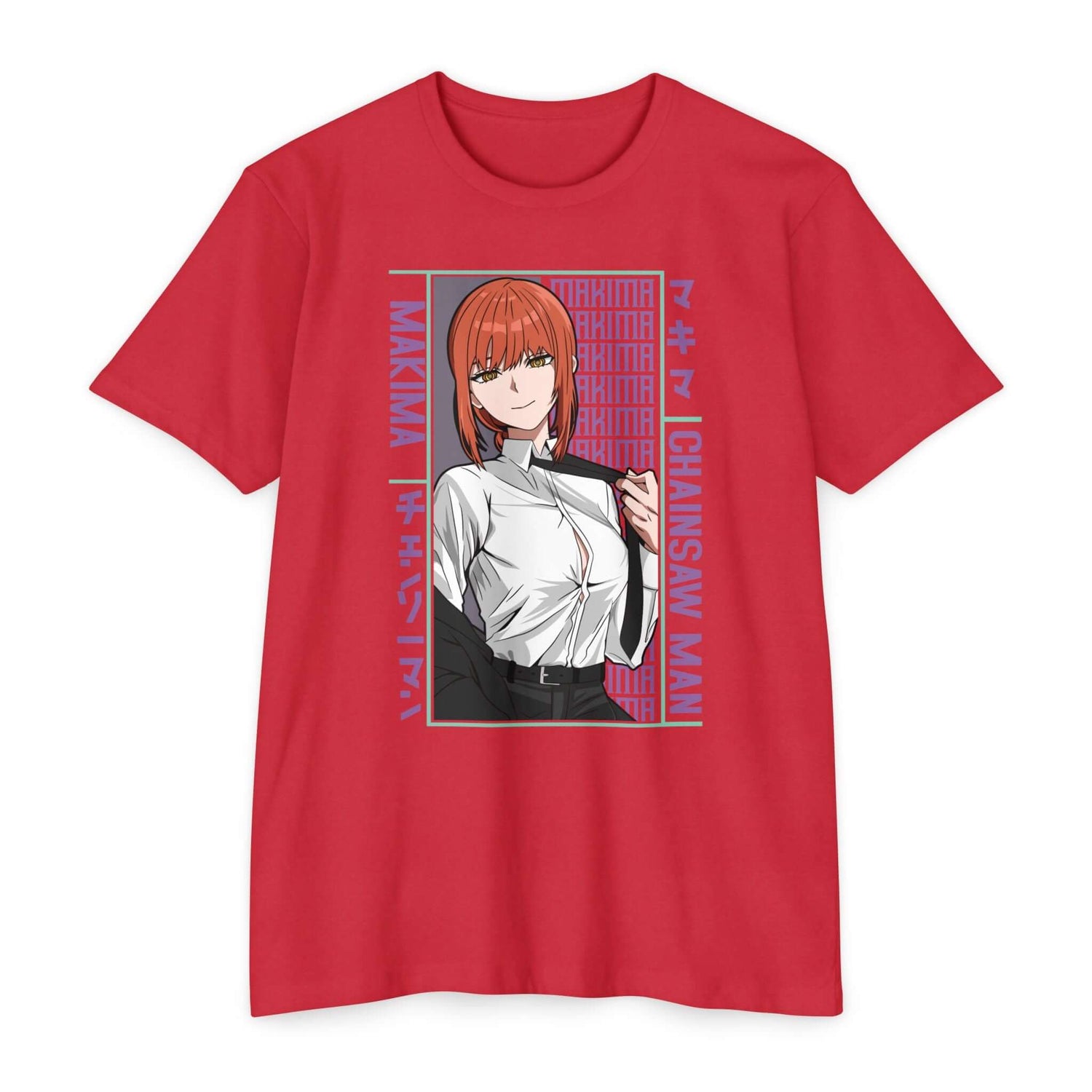 Makima Chainsaw Man Anime Graphic T-Shirt — Japanese Text Design