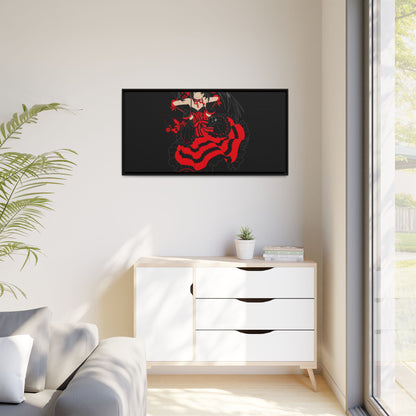 Anime Warrior Red Black Matte Canvas Print — Framed Wall Art
