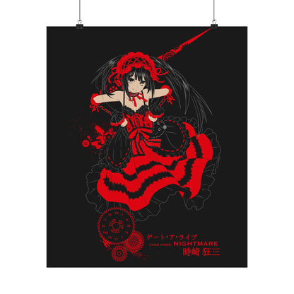 Anime Gothic Poster — Red &amp; Black Kurumi Nightcore Matte Vertical Print