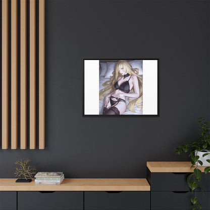 Framed Matte Canvas Print — Sleepy Blonde Anime Pinup