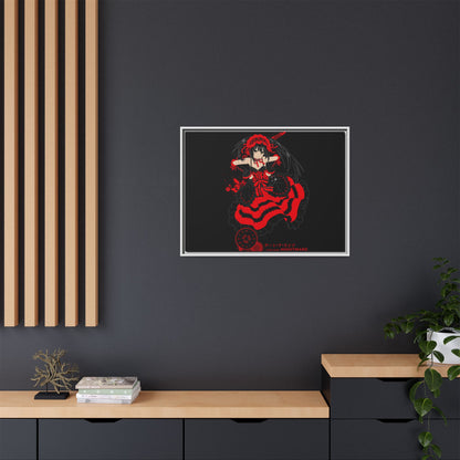 Anime Warrior Red Black Matte Canvas Print — Framed Wall Art