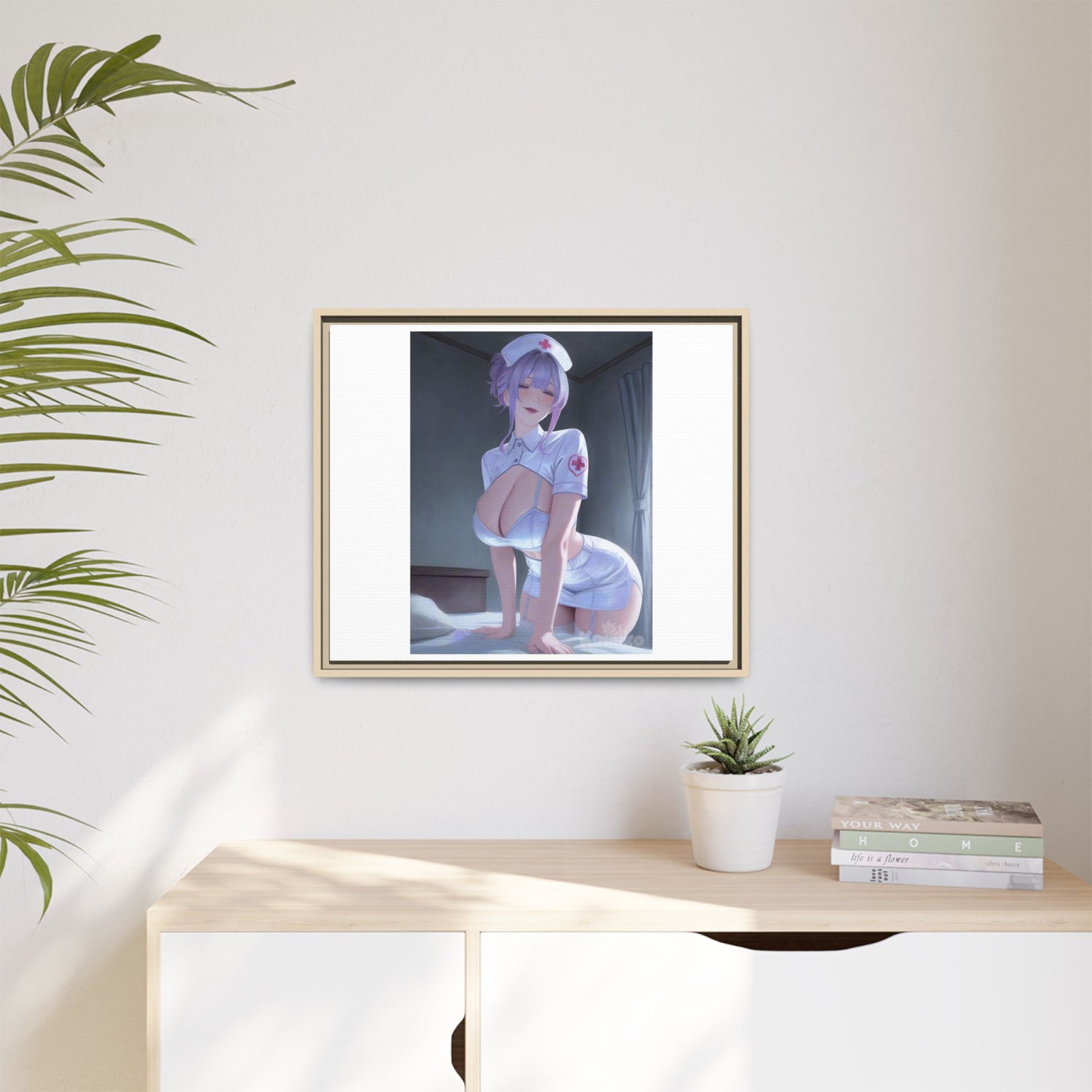 Sexy Anime Nurse Matte Canvas Print (Framed)