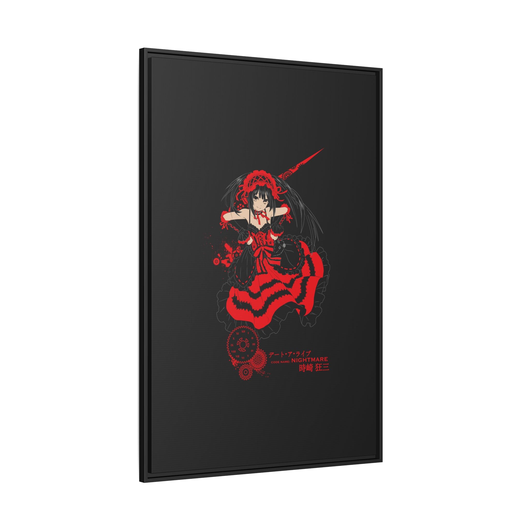 Anime Warrior Red Black Matte Canvas Print — Framed Wall Art