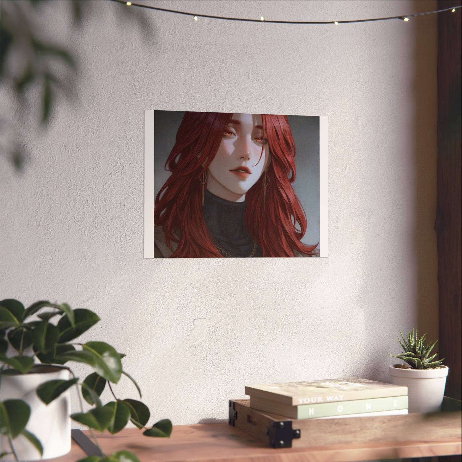 Fine Art Poster — Red-Haired Gothic Portrait, Moody Decorative Wall Art