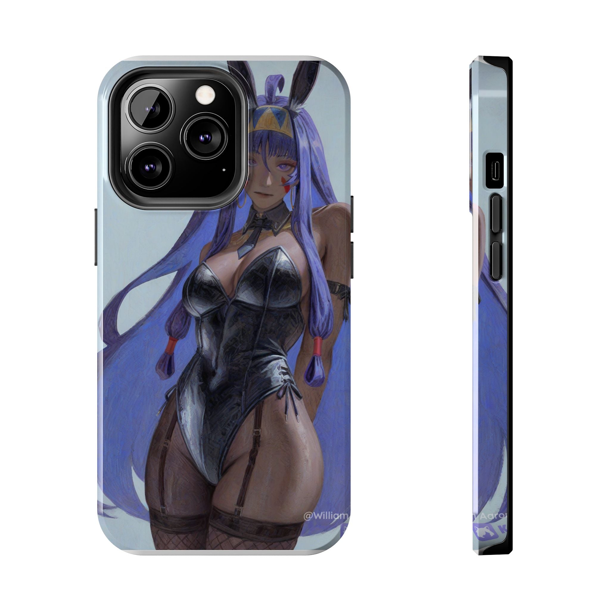 Bunny Girl Tough Phone Case — Anime Purple-Haired Character Protective Cover