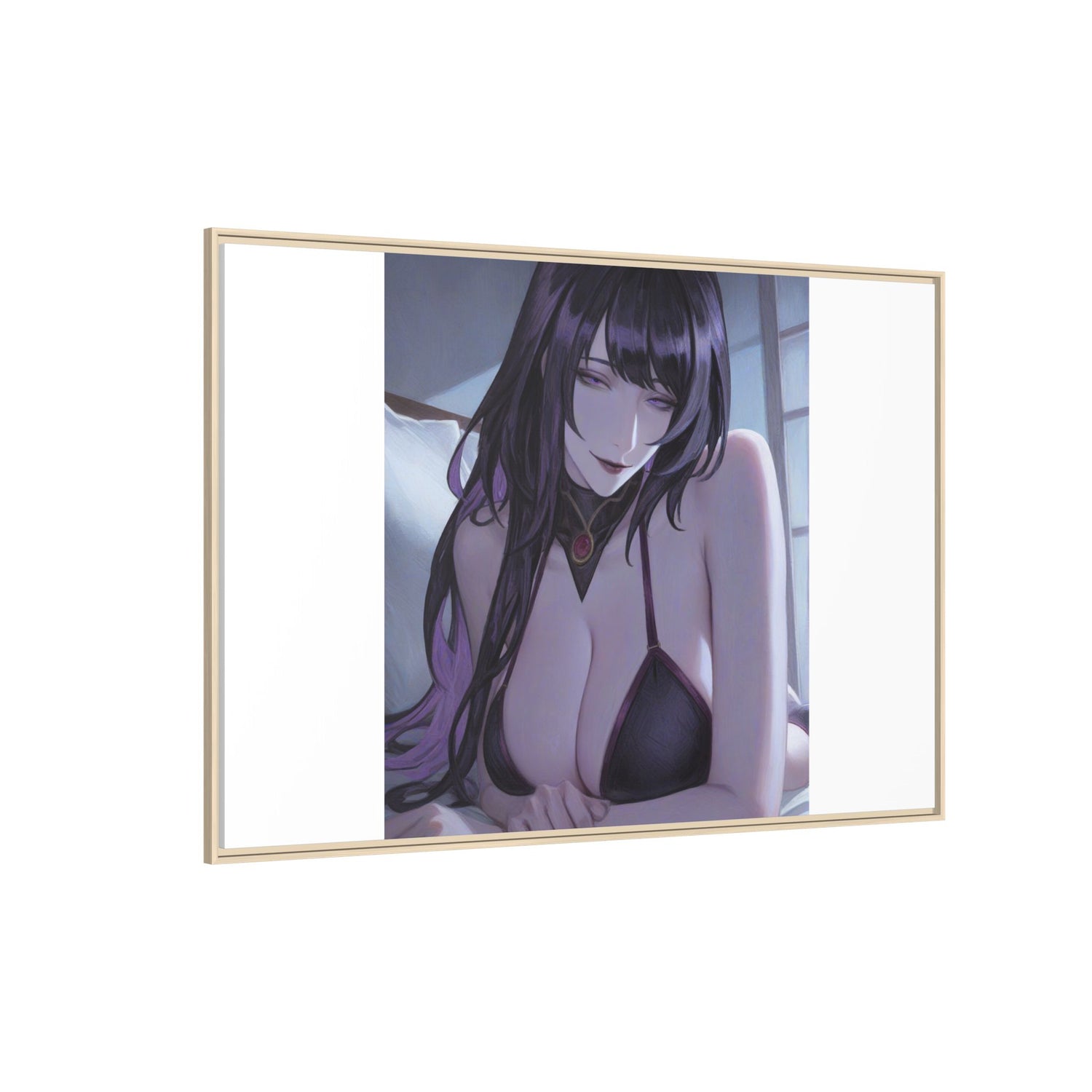 Framed Matte Canvas Print — Moody Anime Woman Portrait