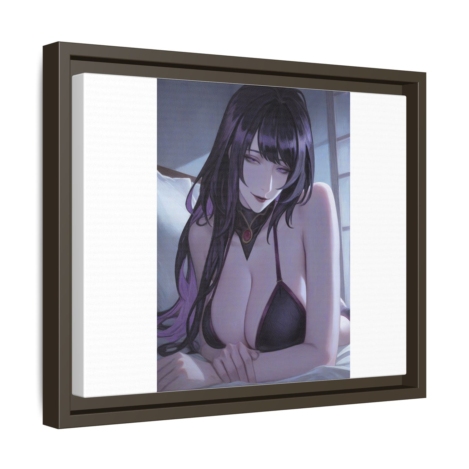 Framed Matte Canvas Print — Moody Anime Woman Portrait