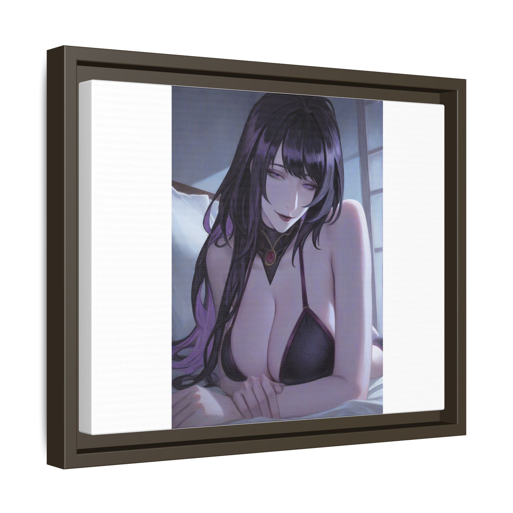 Framed Matte Canvas Print — Moody Anime Woman Portrait