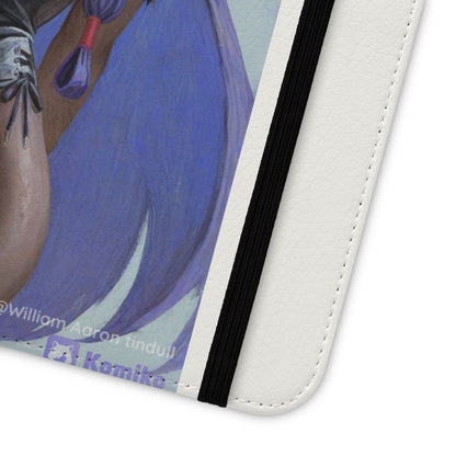 Anime Bunny Girl Flip Case - Purple Long-Haired Character Phone Wallet