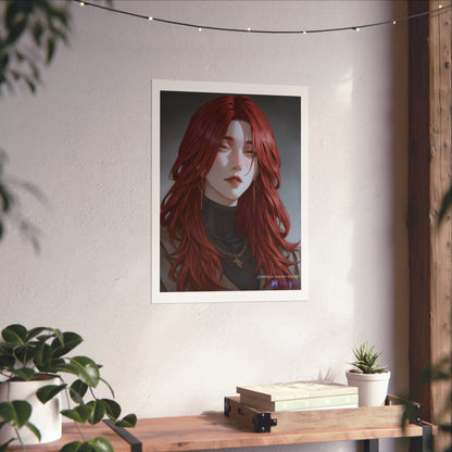 Fine Art Poster — Red-Haired Gothic Portrait, Moody Decorative Wall Art