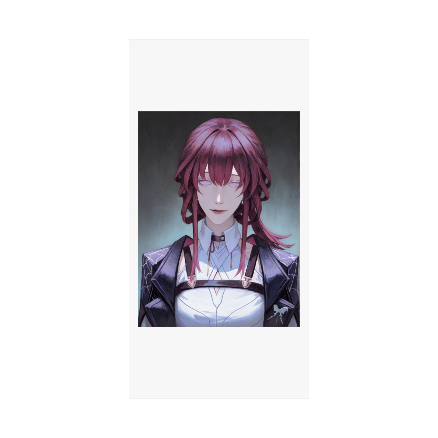 Anime Portrait Poster — Moody Red‑Haired Character Matte Vertical Art Print