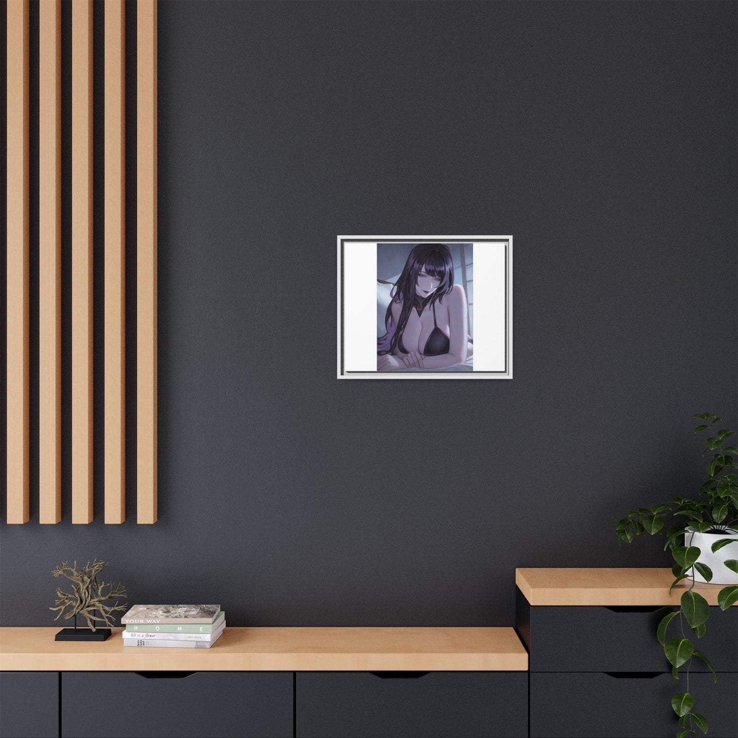 Framed Matte Canvas Print — Moody Anime Woman Portrait