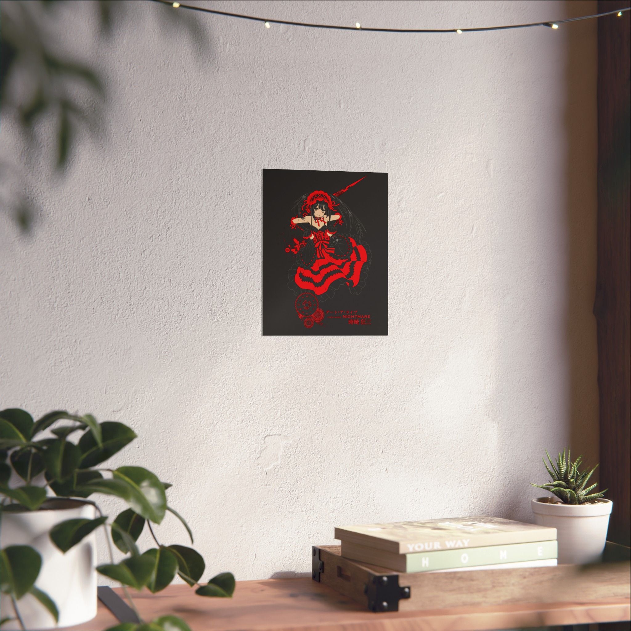 Anime Gothic Poster — Red &amp; Black Kurumi Nightcore Matte Vertical Print
