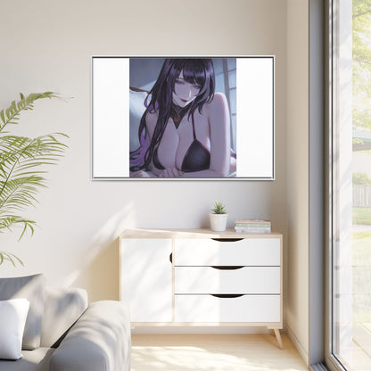 Framed Matte Canvas Print — Moody Anime Woman Portrait