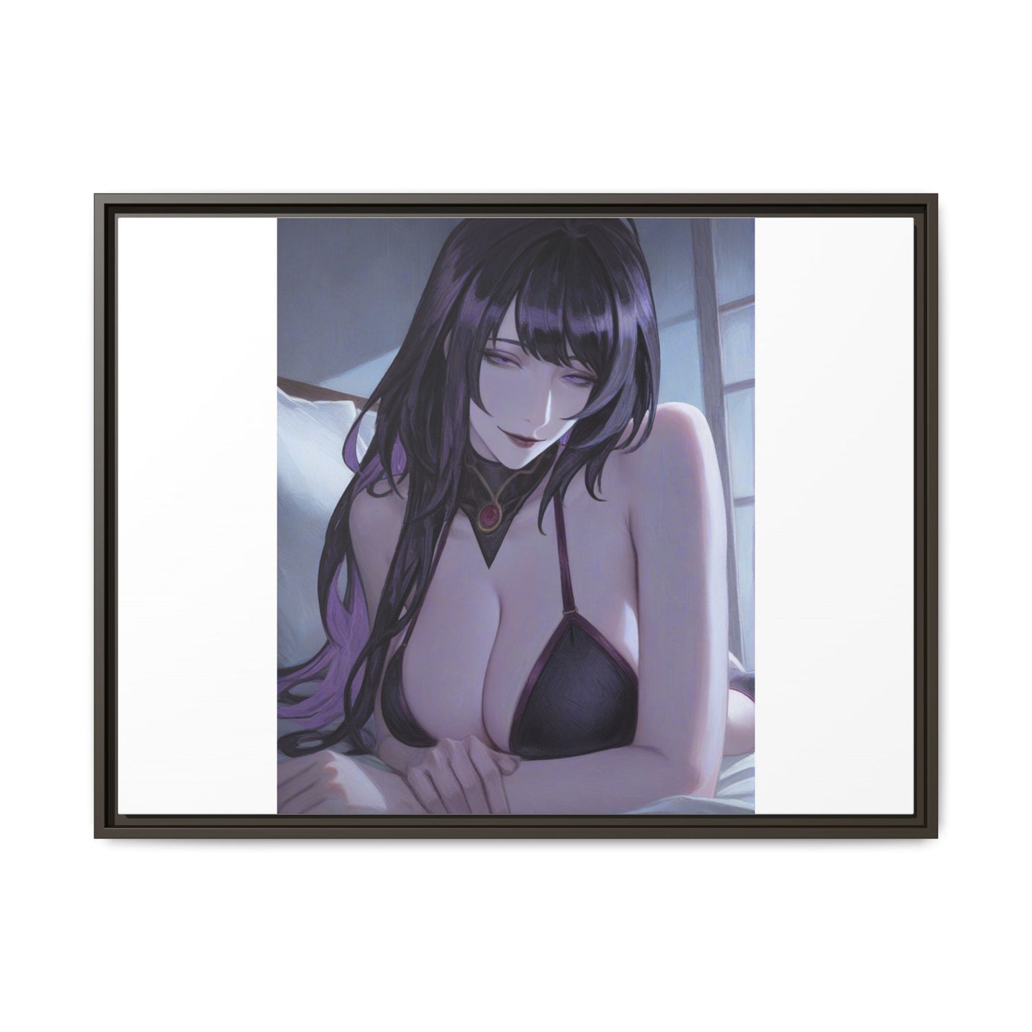 Framed Matte Canvas Print — Moody Anime Woman Portrait