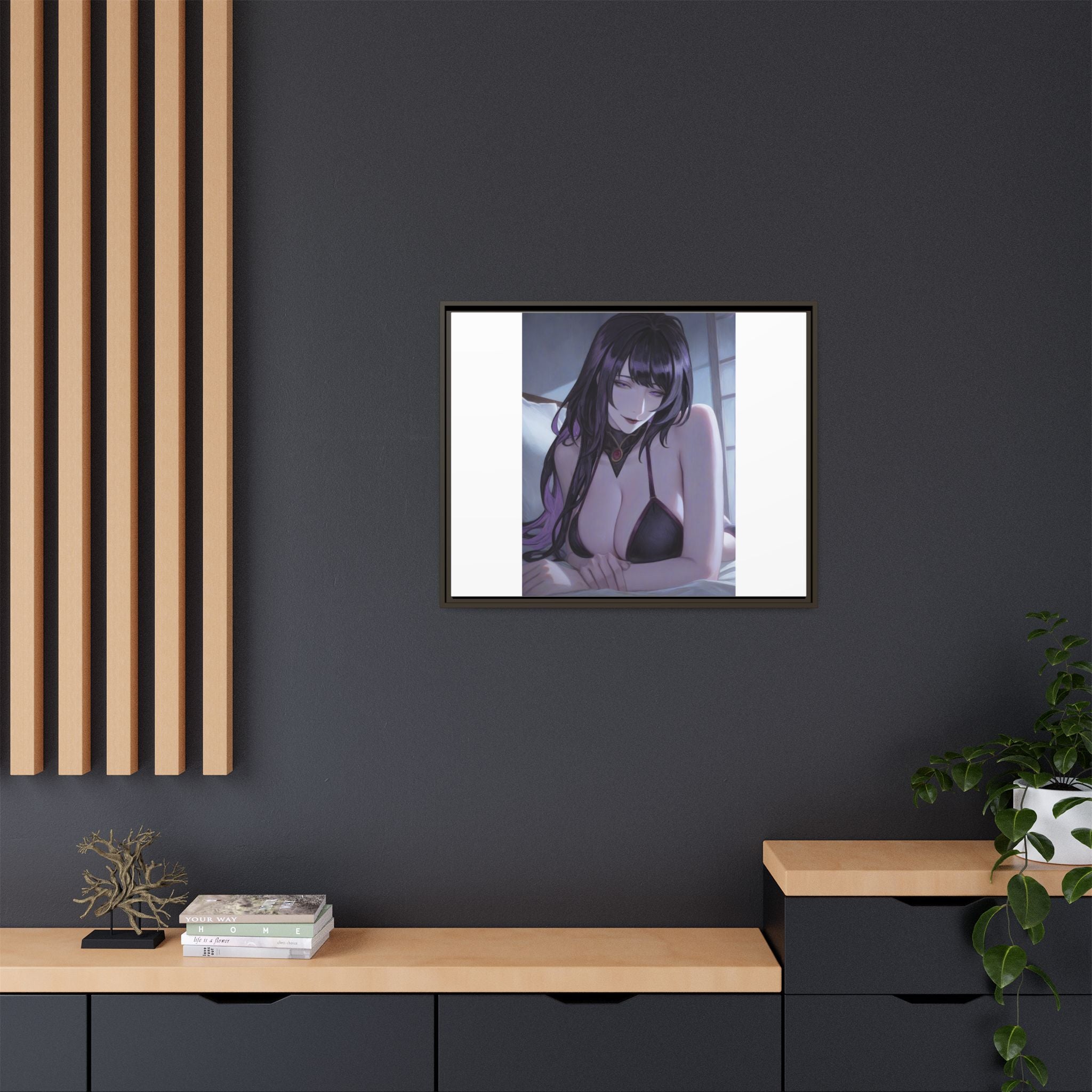 Framed Matte Canvas Print — Moody Anime Woman Portrait