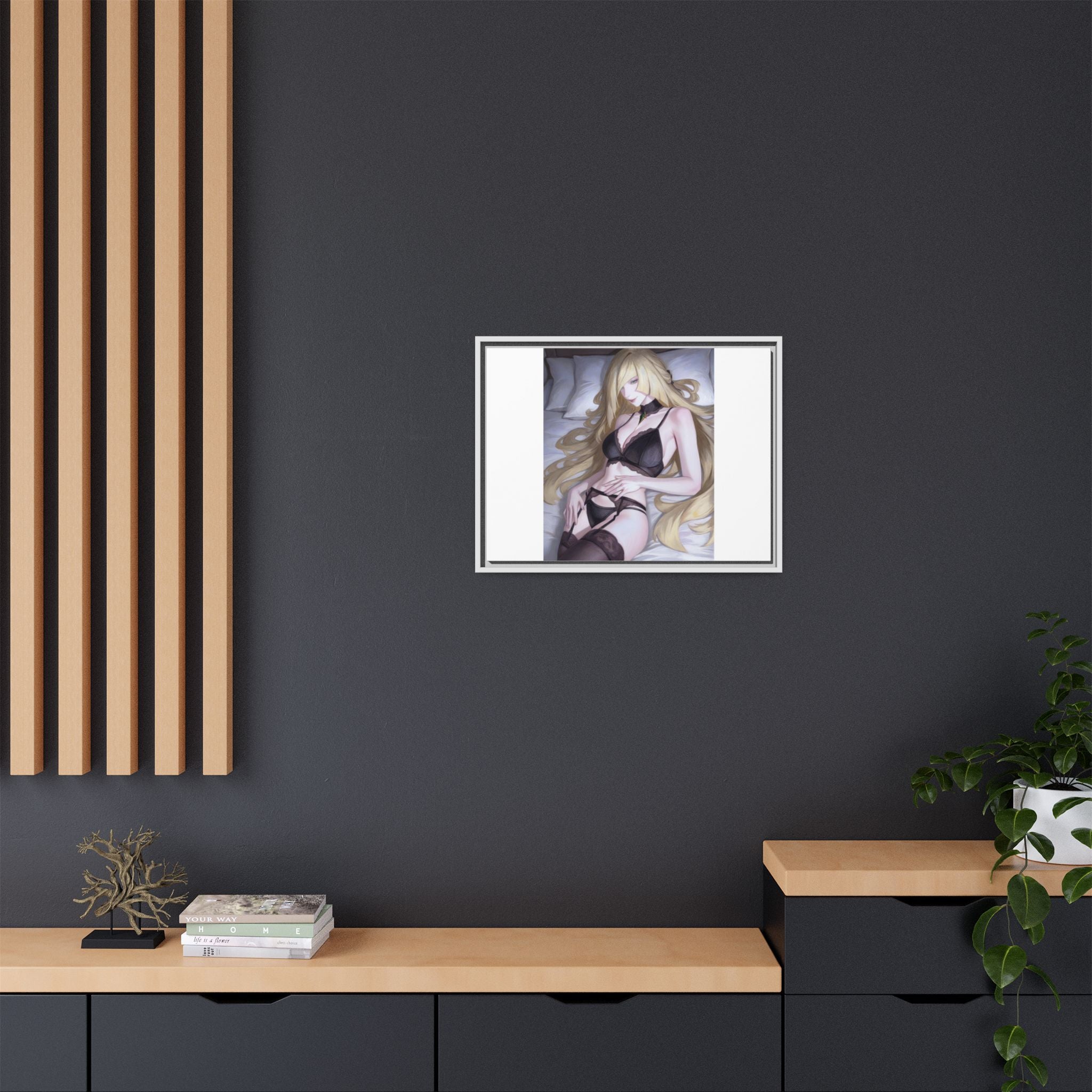 Framed Matte Canvas Print — Sleepy Blonde Anime Pinup