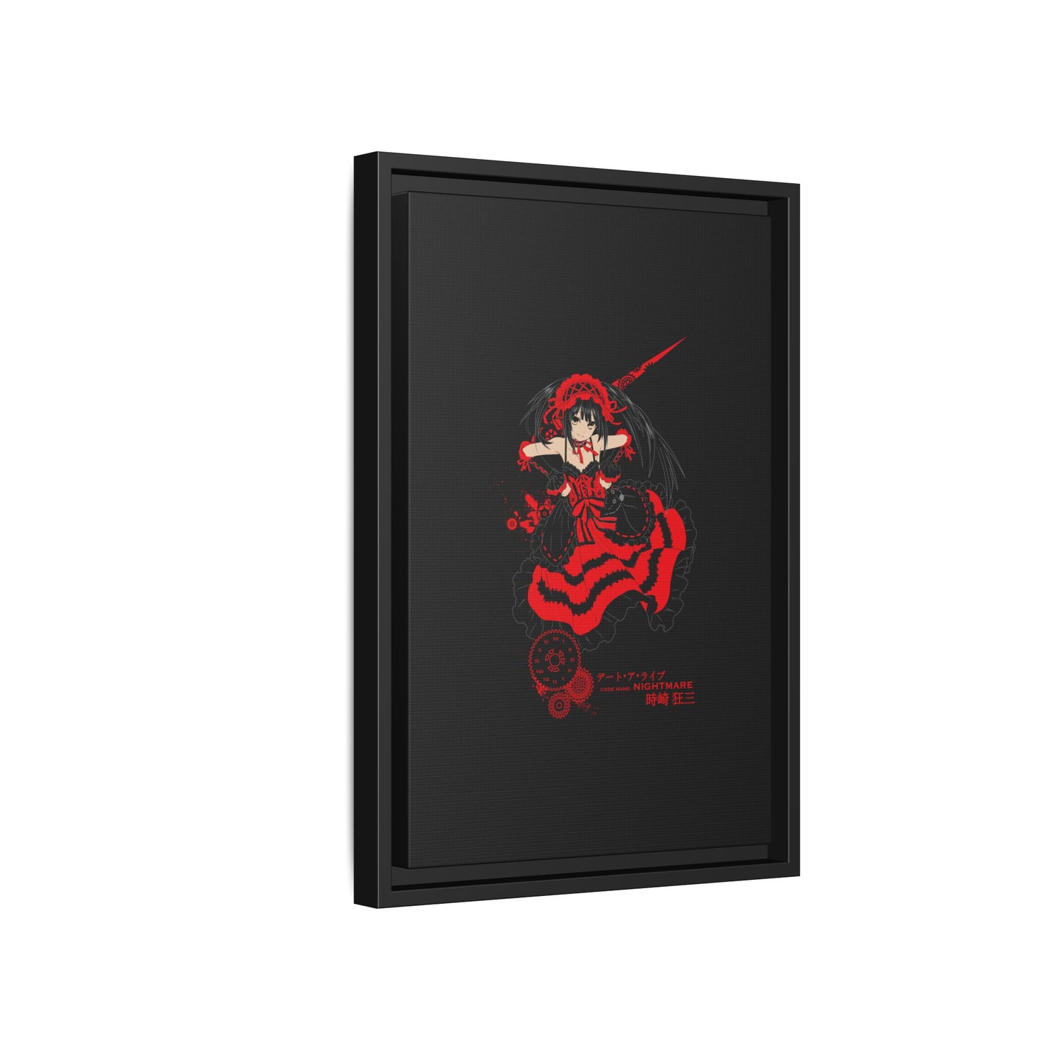 Anime Warrior Red Black Matte Canvas Print — Framed Wall Art